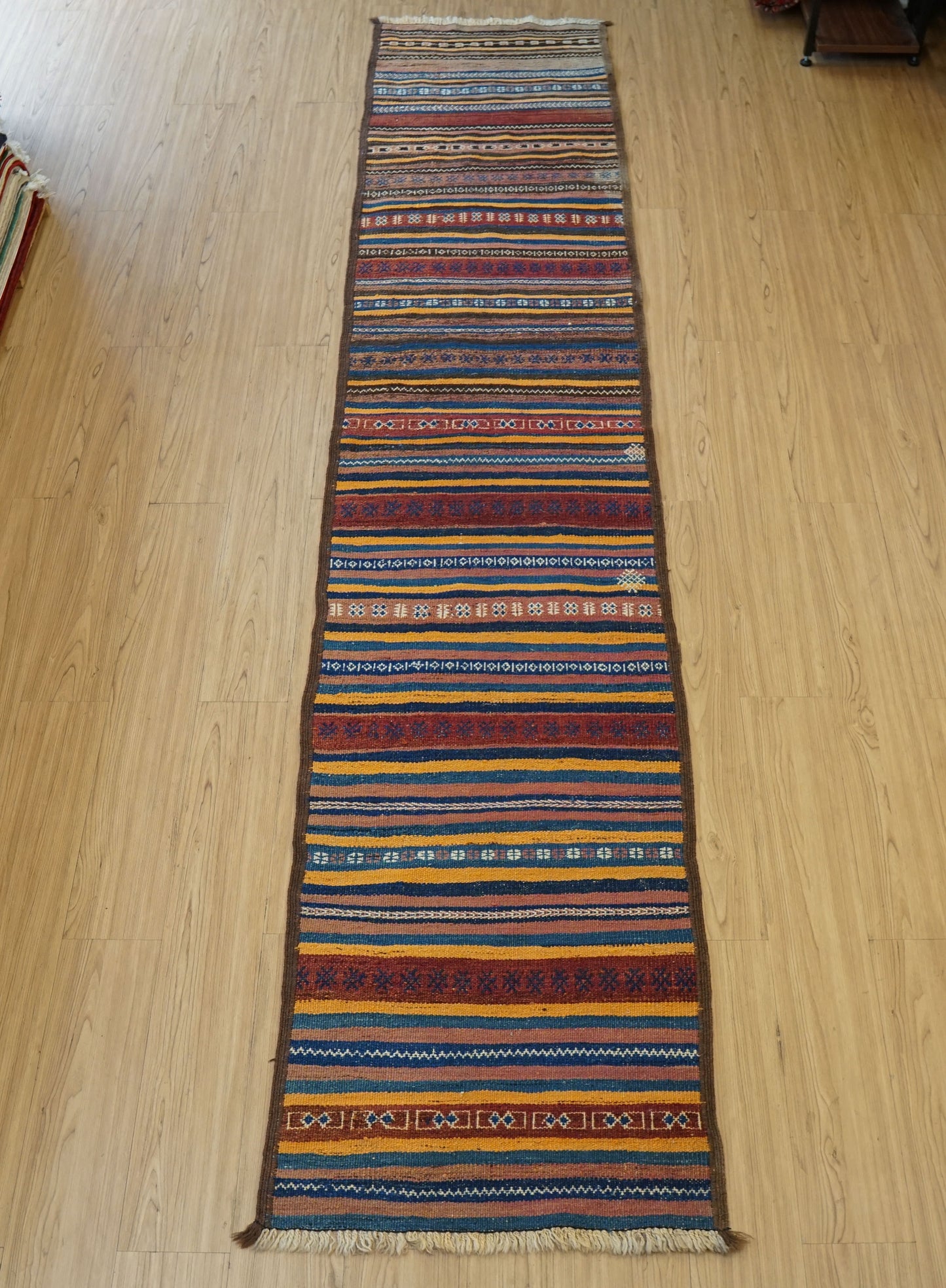  　アフガニスタン手織りキリム　ランナー 312×63 トライバルラグ ヴィンテージ