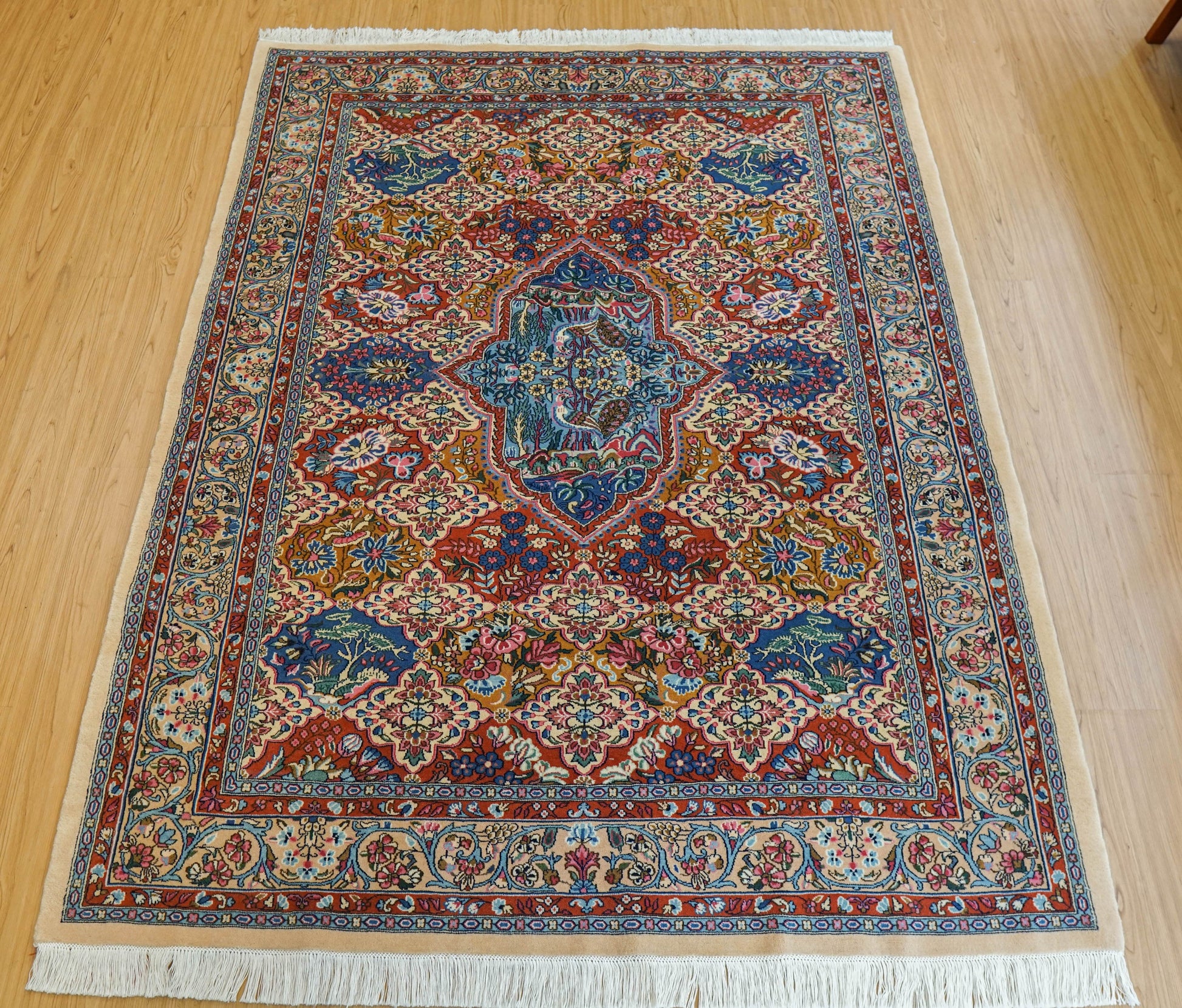 Collection ペルシャ絨毯 ケルマン産 200×155cm 伝統花柄デザインウールラグ