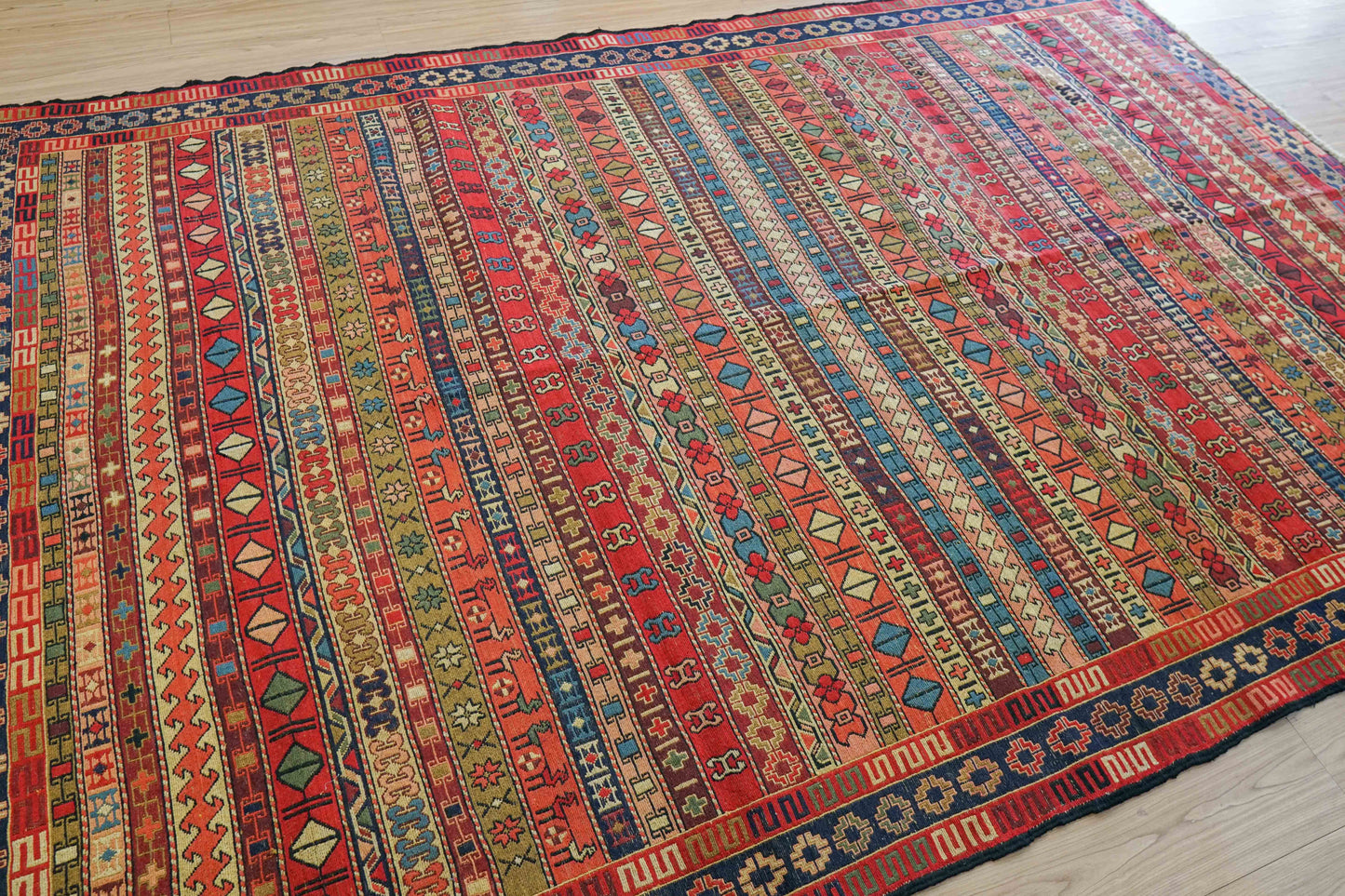  手織りペルシャ オールド シルジャンキリム ウールラグ 298×195cm