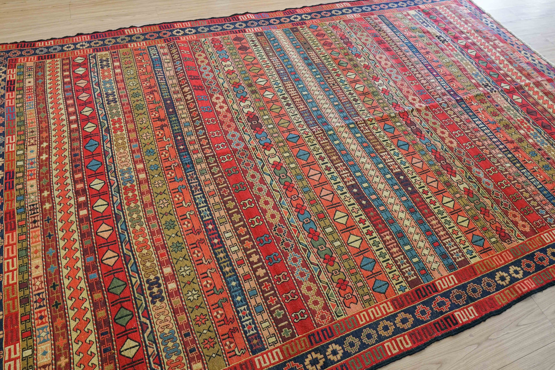  手織りペルシャ オールド シルジャンキリム ウールラグ 298×195cm