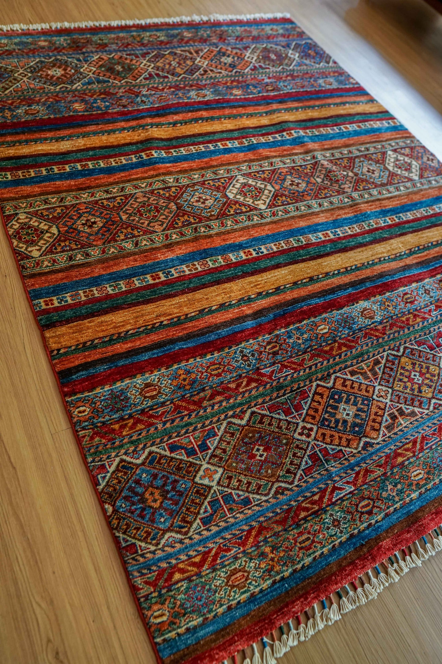 アフガニスタン手織り絨毯 ガズニーウール 200×149cm｜クルジーンデザイン トライバルラグ リビングサイズ