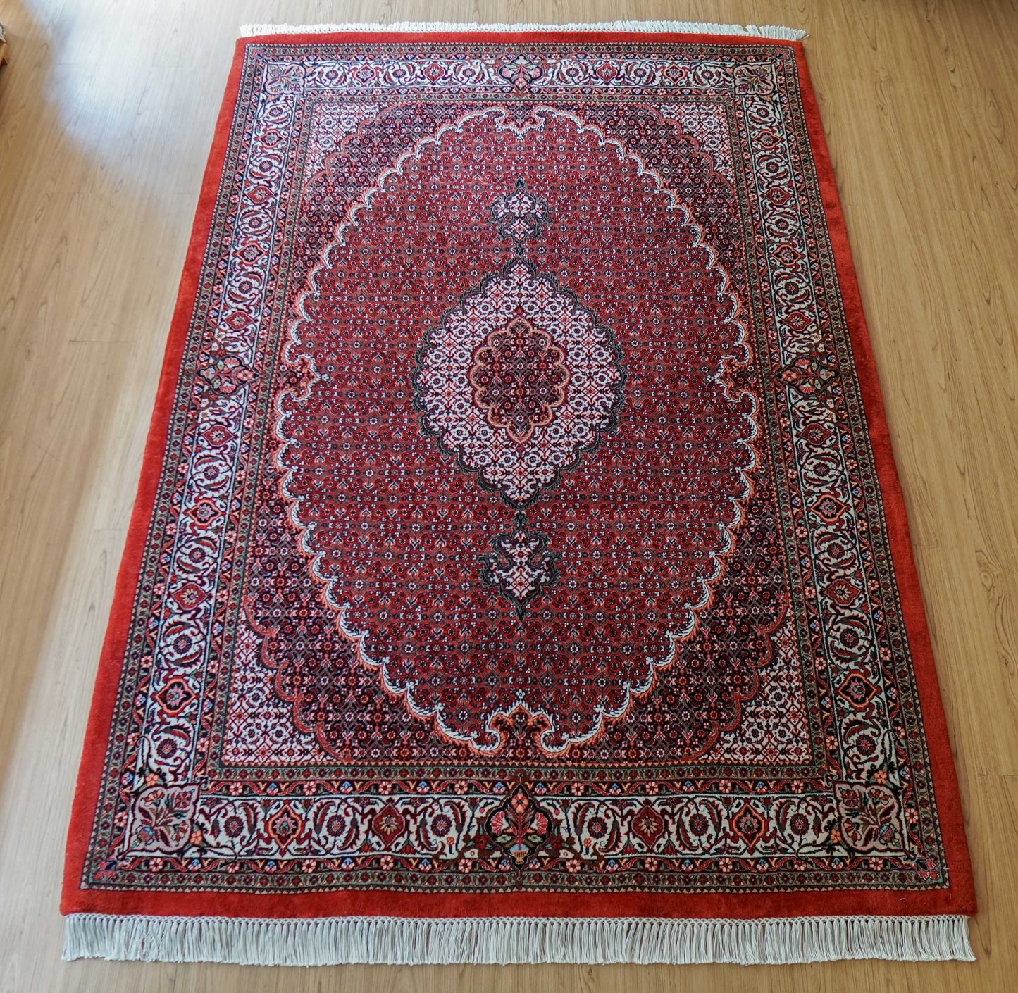 ペルシャ絨毯 ビジャール産 228×152cm ビジャー｜高品質タカーブ織り マヒデザイン メリノウール 手織りラグ