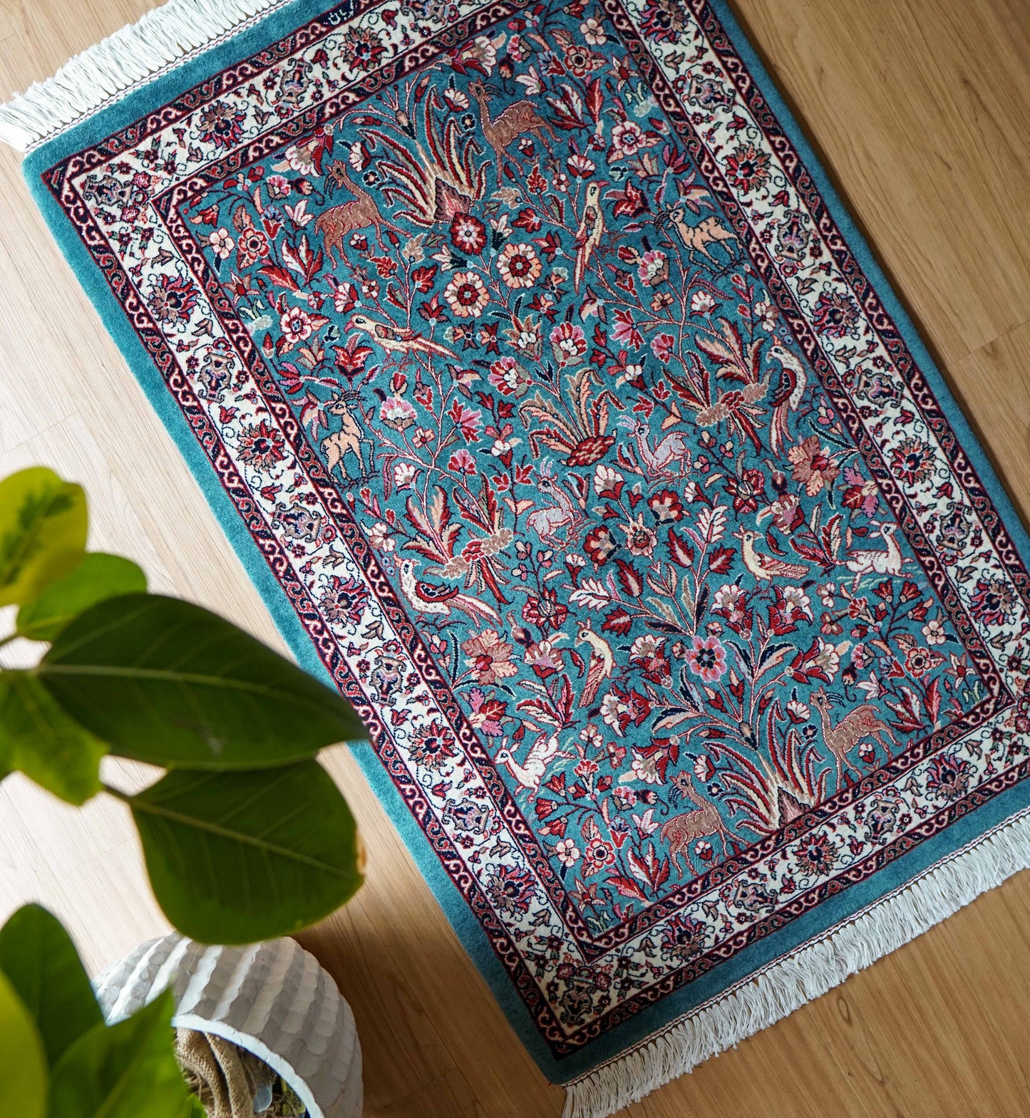 ペルシャ絨毯 アフシャル・ビジャー (afshar bijar) 130×84cm モハマドイアン工房 シカールガー（shikargah） 手織り ウール＆シルク