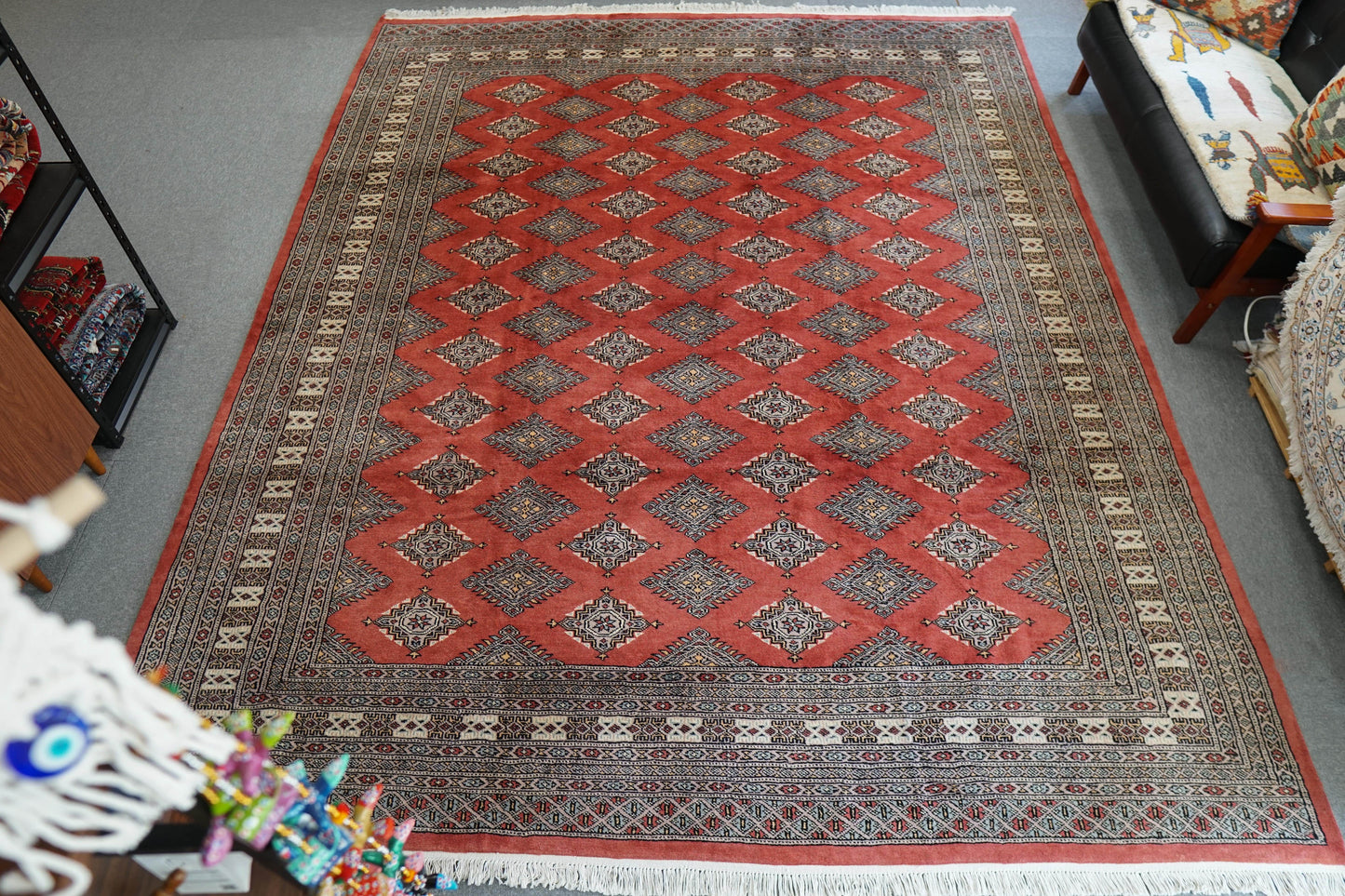 Collection パキスタン手織り絨毯 302×245cm トライバルデザイン ウールラグ