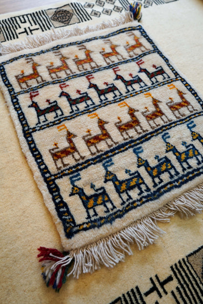 ペルシャ絨毯 手織りギャッベ カシュクリ族ギャッベ 40×40cm