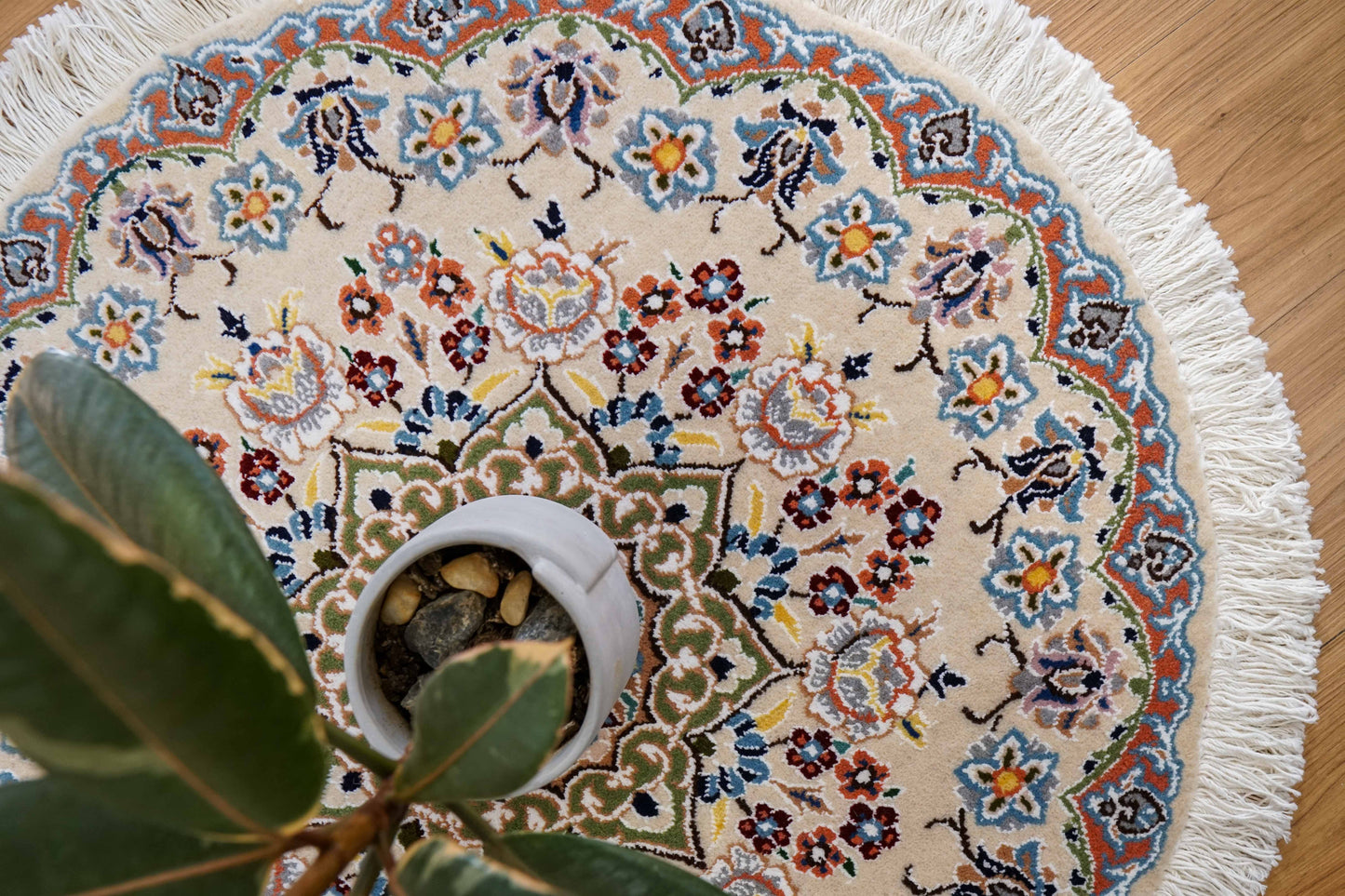  ペルシャ絨毯 ナイン 丸71cm