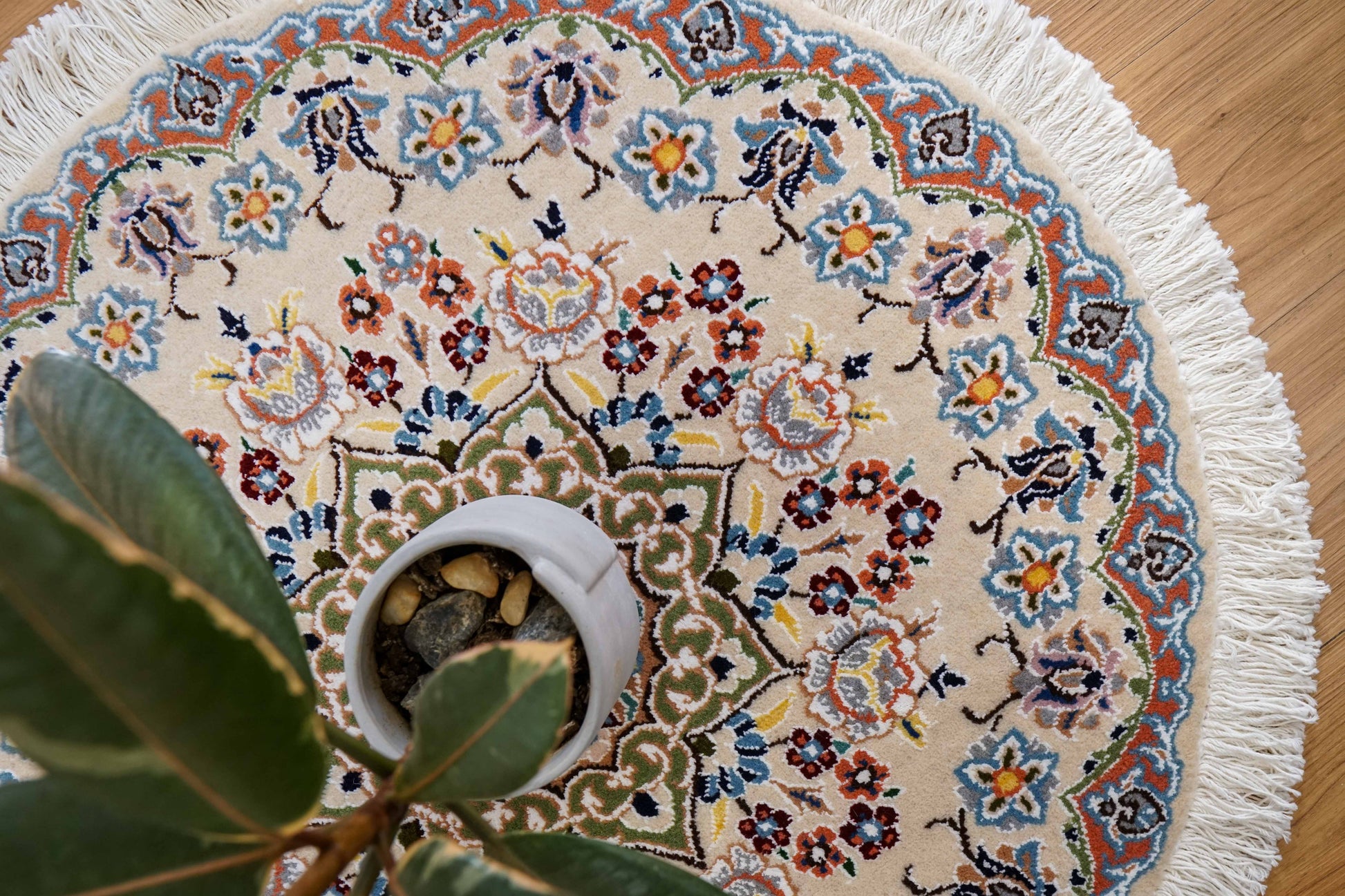  ペルシャ絨毯 ナイン 丸71cm