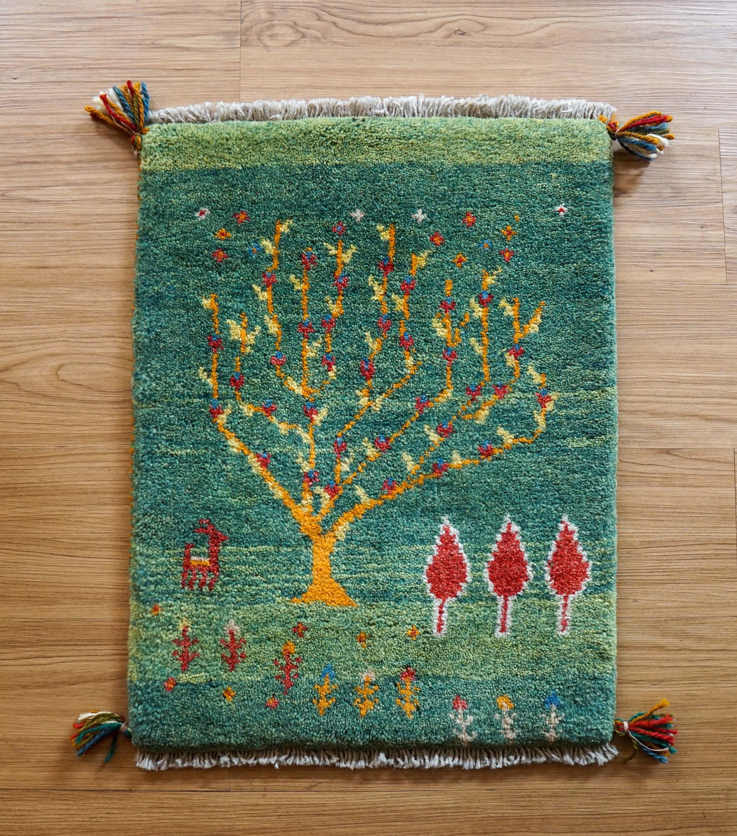  ペルシャ絨毯 手織りギャッベ アマレ族 57×44cm