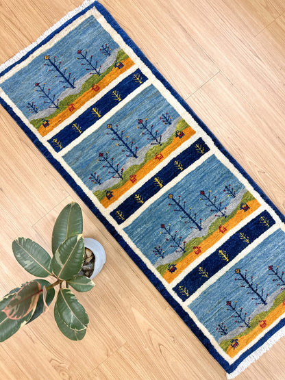 ペルシャ手織りカシュクリギャッベ リズ バフト ギャベ 手織り絨毯 114×44cm