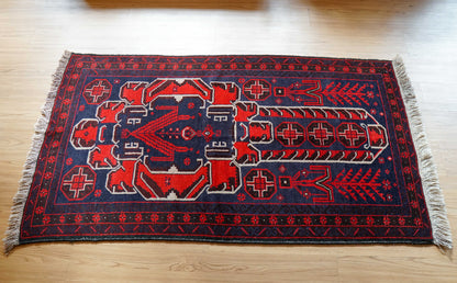  vintageペルシャ絨毯 バルーチ トライバルラグ 150x83cm