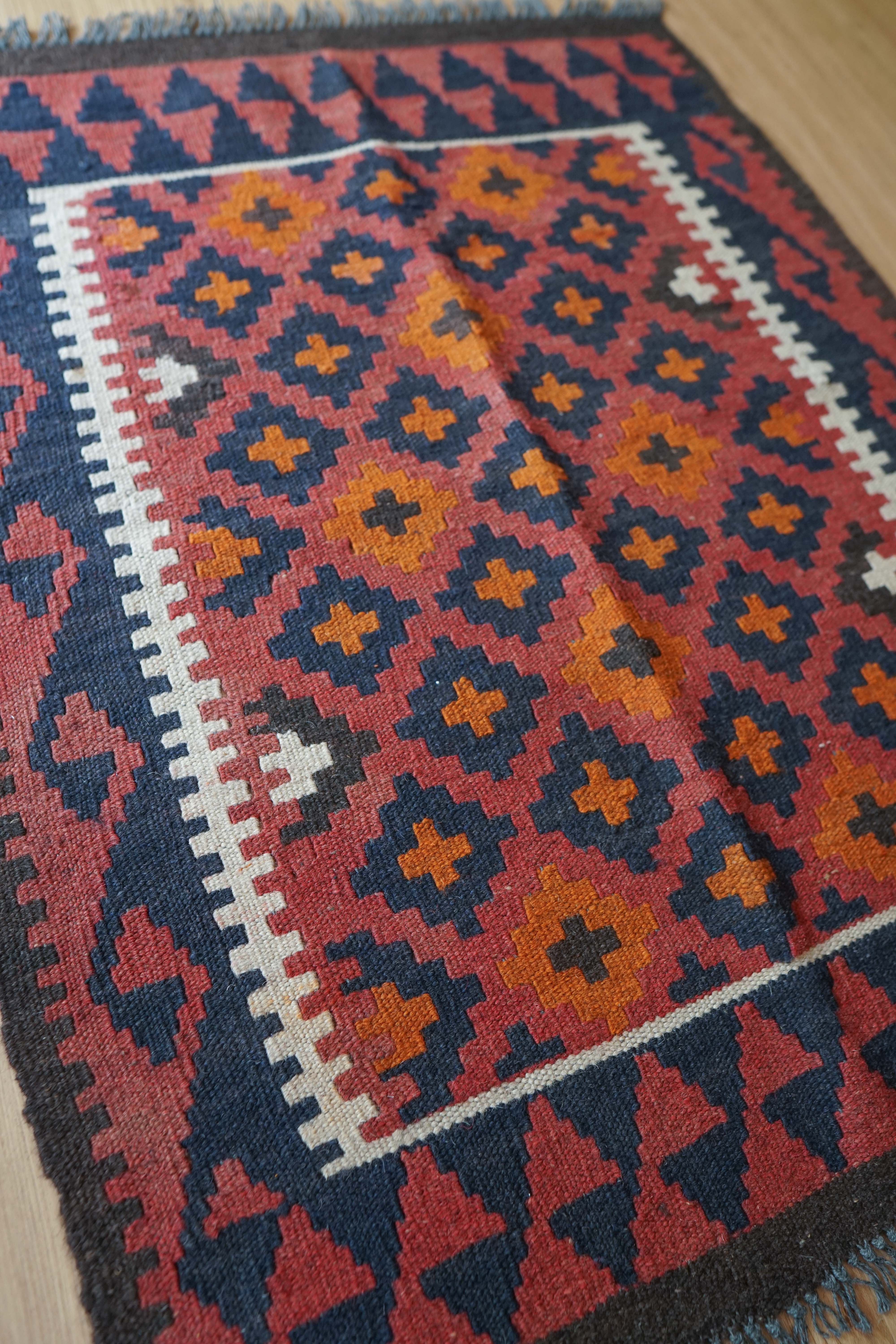 アフガン手織りキリム トライバルラグ 96×74㎝ – Decorworks