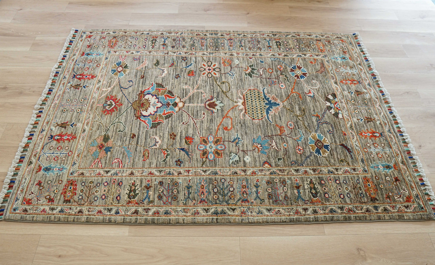  アフガニスタン手織り絨毯 ガズニウール（チョビラグ）142×104cm｜草木染め・手紡ぎウール