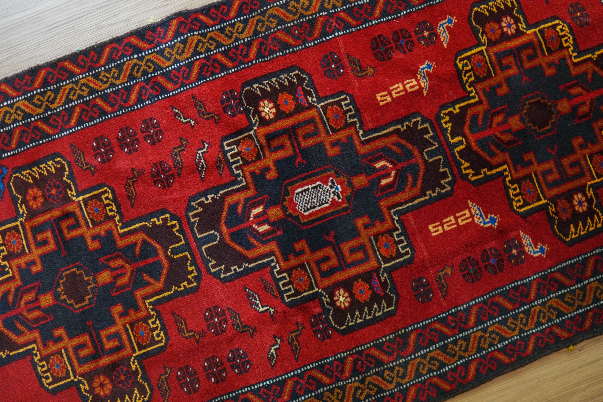  140x89cm ペルシャ バルーチ族絨毯トライバルラグ