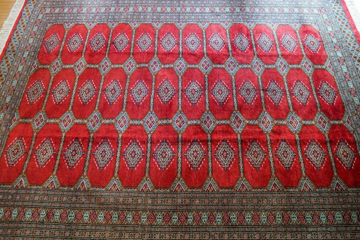  パキスタン手織り絨毯 ジャルダルデザイン 246×171cm｜伝統文様 ウールラグ