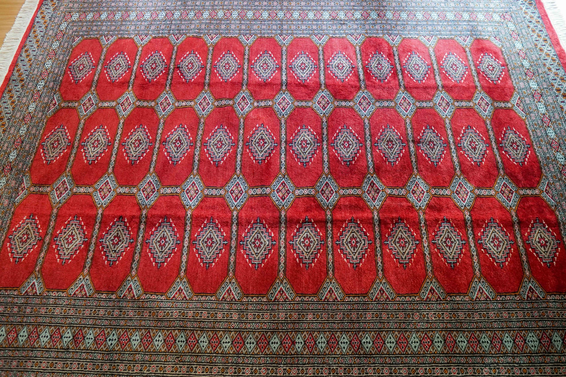 パキスタン手織り絨毯 ジャルダルデザイン 246×171cm｜伝統文様 ウールラグ