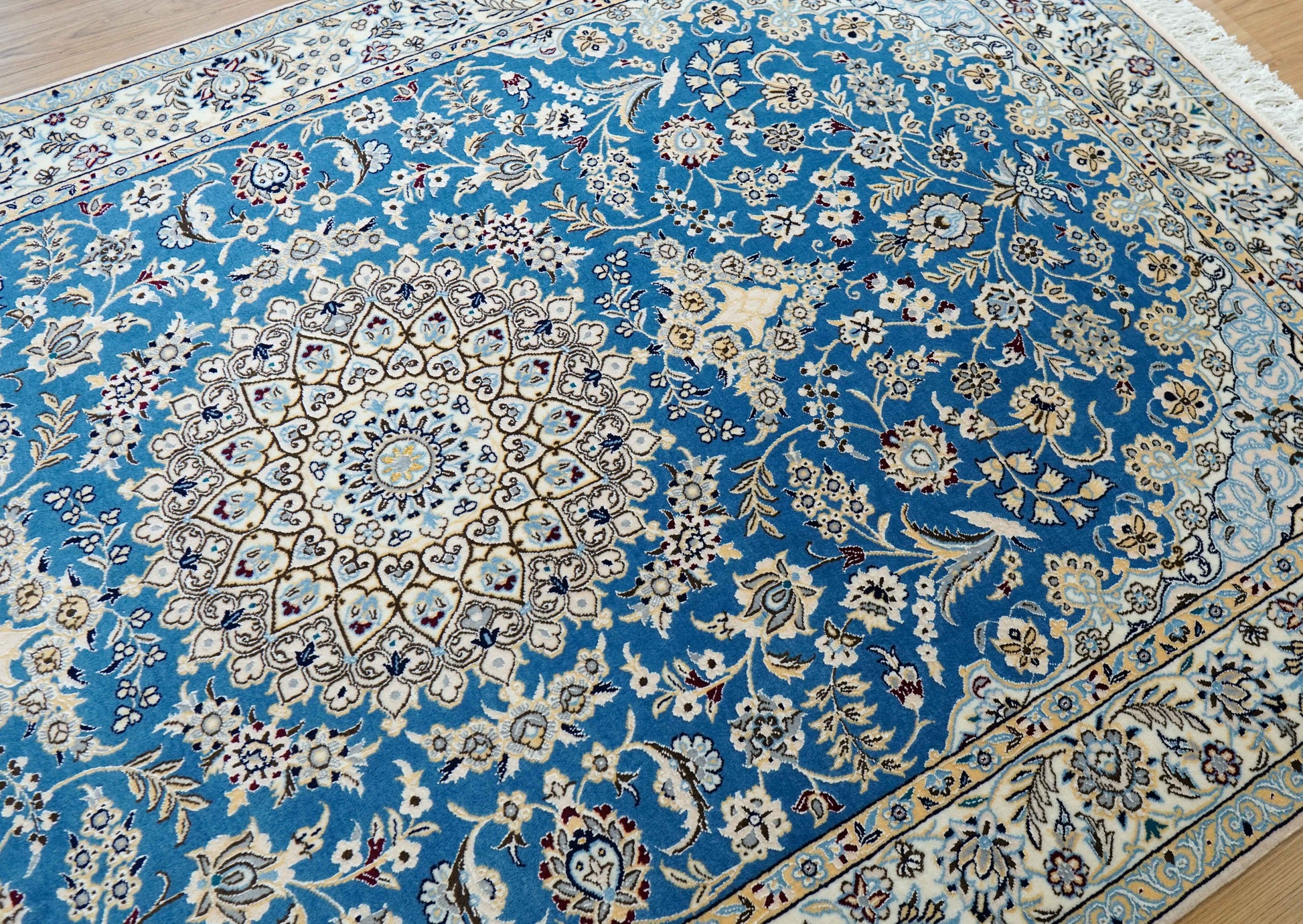  ペルシャ絨毯 ナイン産 6LA 192×120cm｜コルクウール＆シルク