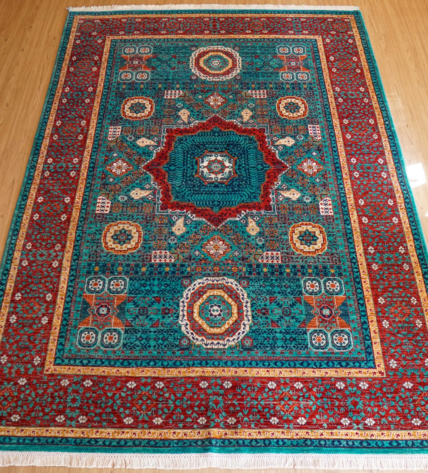  アフガニスタン手織り絨毯  ウールラグ 247×176cm ガズニーウール オリエンタルラグ fine quality