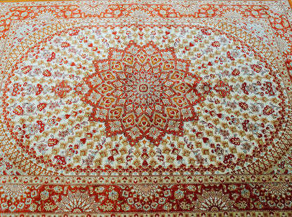  ペルシャ手織り絨毯 クム産 シルク100％ 193×130cm｜クム ワファィ工 房