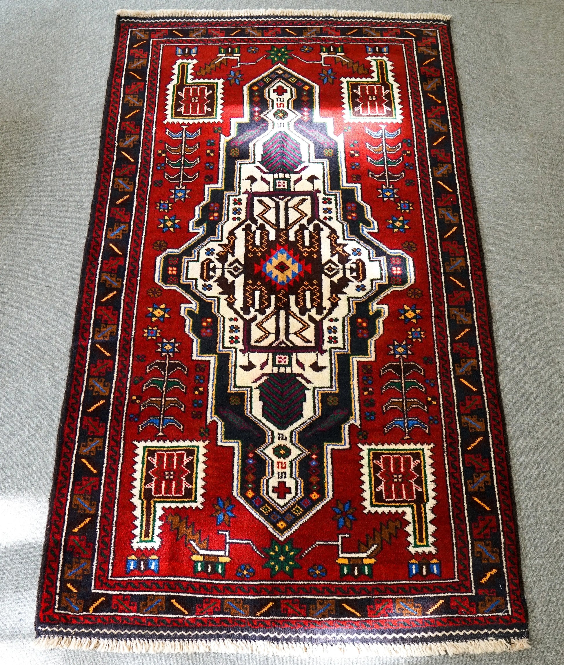 163×95cm ペルシャ 絨毯 バルーチ 手織り トライバルラグ Decorworks