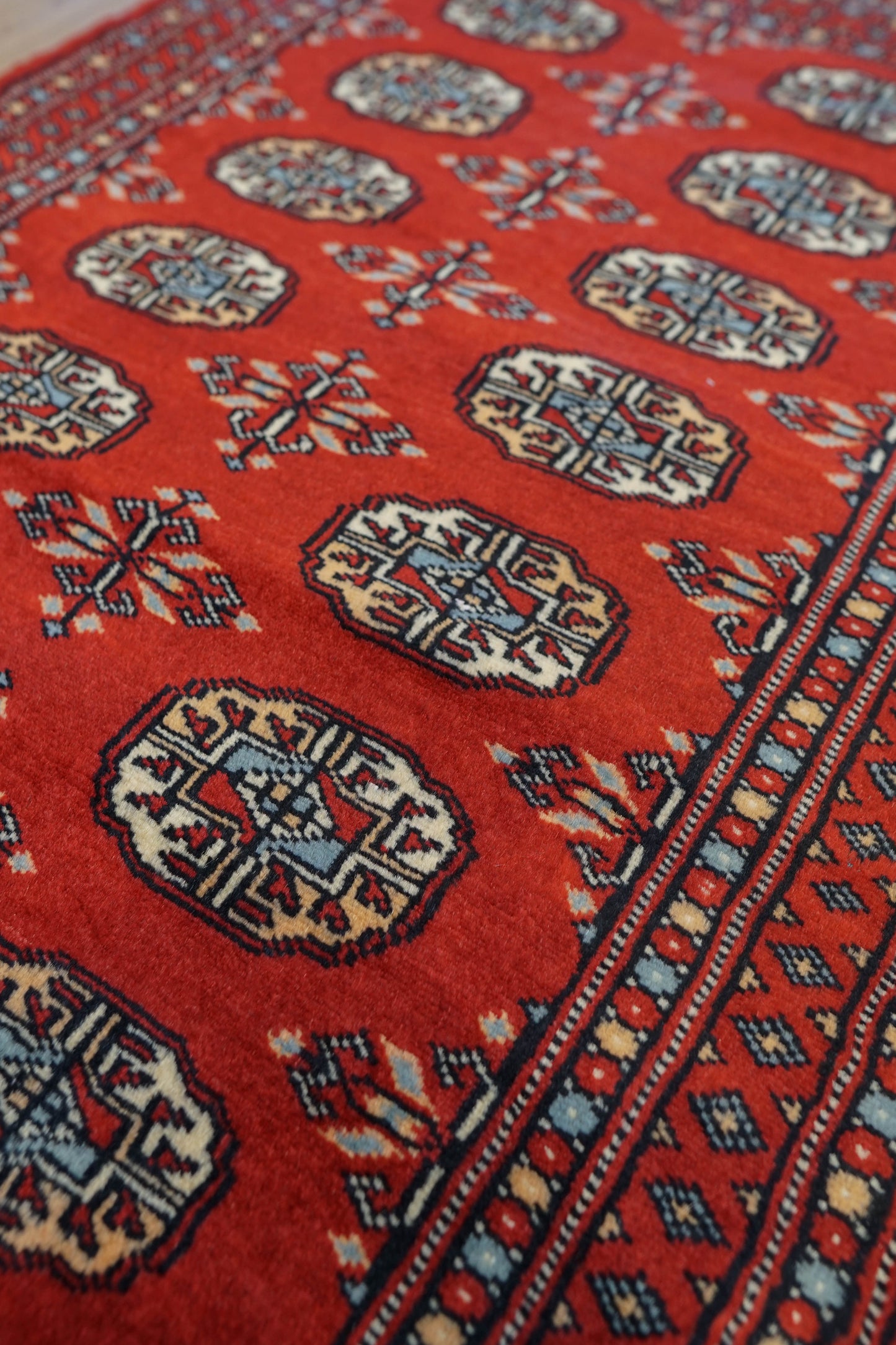 パキスタン手織り絨毯 ランナー 280×82cm｜ウール100% トライバルデザイン 廊下・キッチンラグ