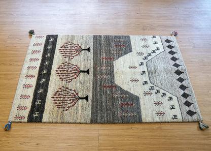 ペルシャ絨毯 カシュクリ ギャッベ リズバフトギヤべ 144×86cm