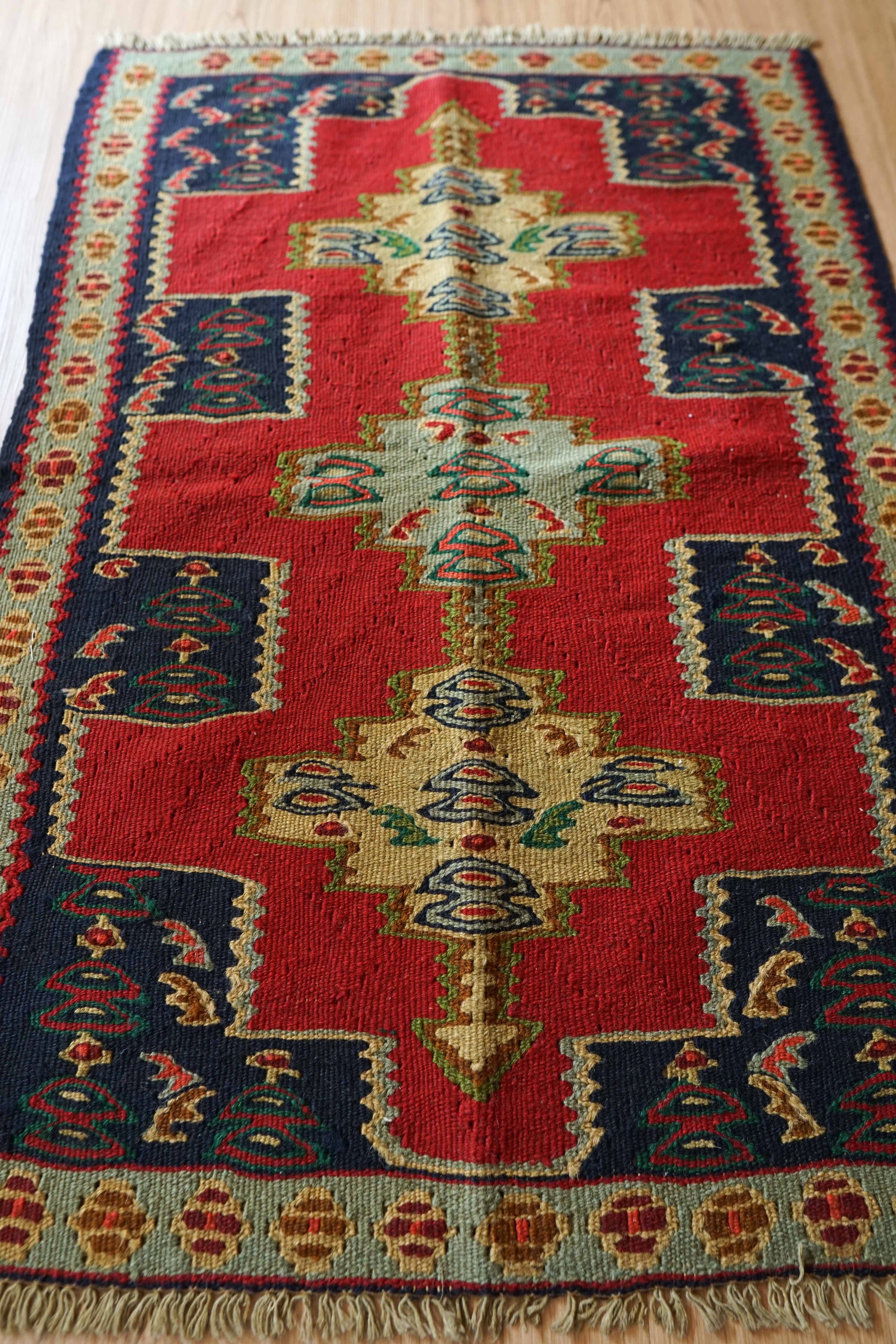  セネキリム 103×71cm イラン手織りキリム トライバルラグ 玄関マット