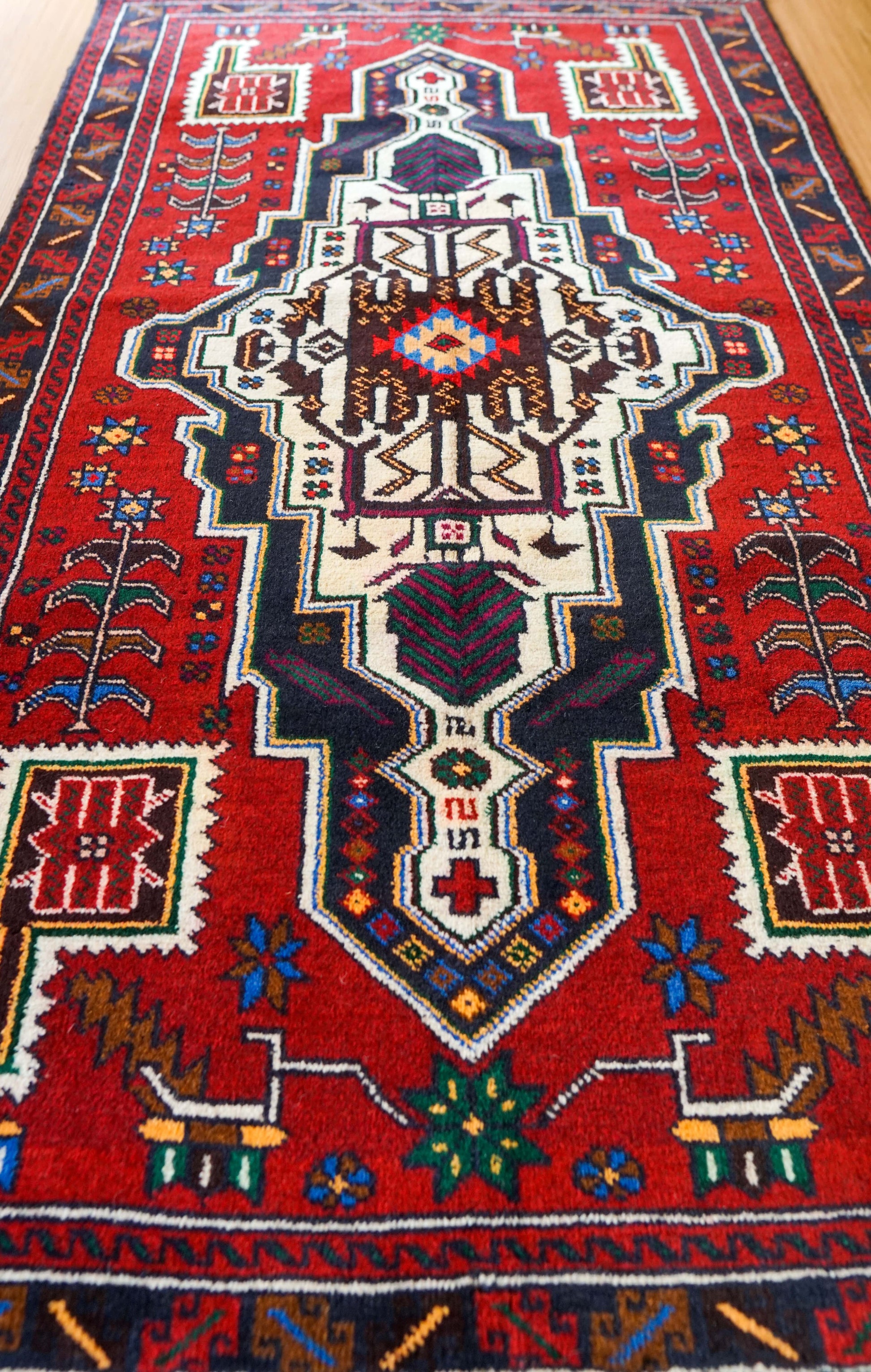  163×95cm ペルシャ 絨毯 バルーチ 手織り トライバルラグ