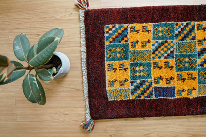  ペルシャ絨毯 手織りギャッベ アマレ族 ギャベ 81×51cm