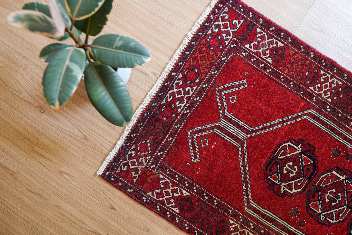  ペルシャ・オールドトルクメン 手織り絨毯 97×62cm｜トライバルラグ ヴィンテージ絨毯  prayer rug