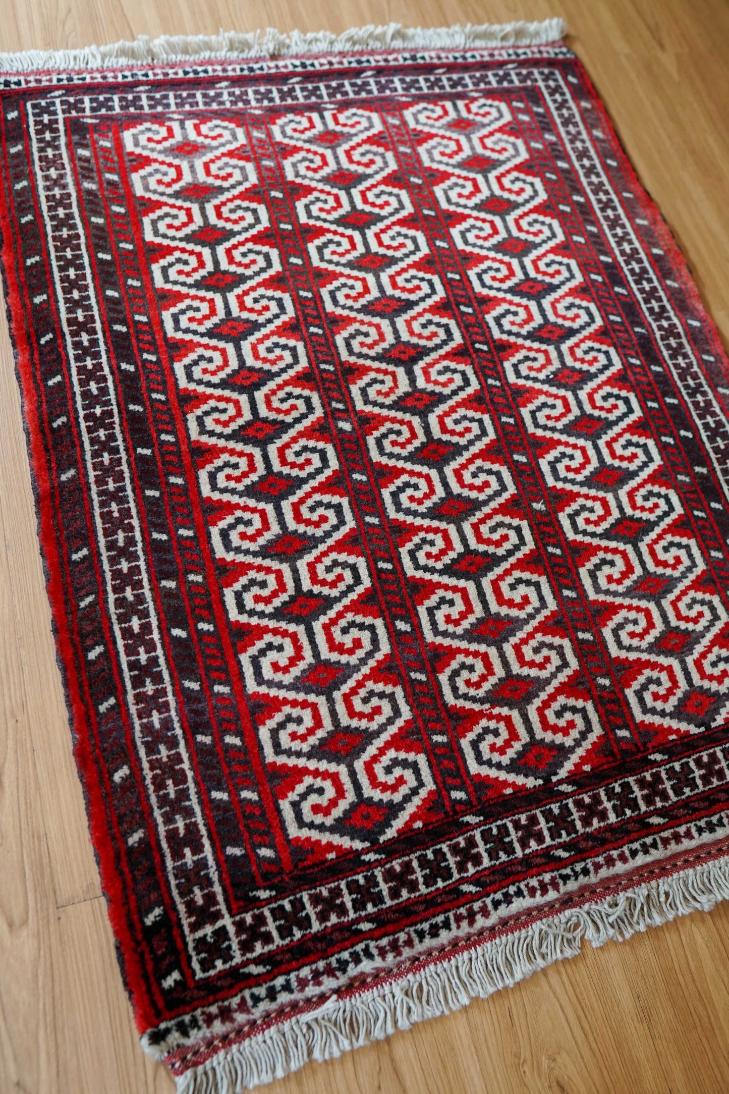  ペルシャ オールド・トルクメンラグ 102×82cm｜1980年代 手織りウール