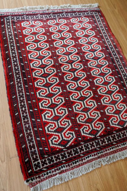  ペルシャ オールド・トルクメンラグ 102×82cm｜1980年代 手織りウール