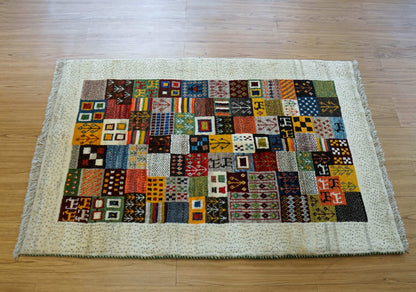  ペルシャ絨毯 カシュクリ ギャッベ リズバフトギヤべ 130×85cm