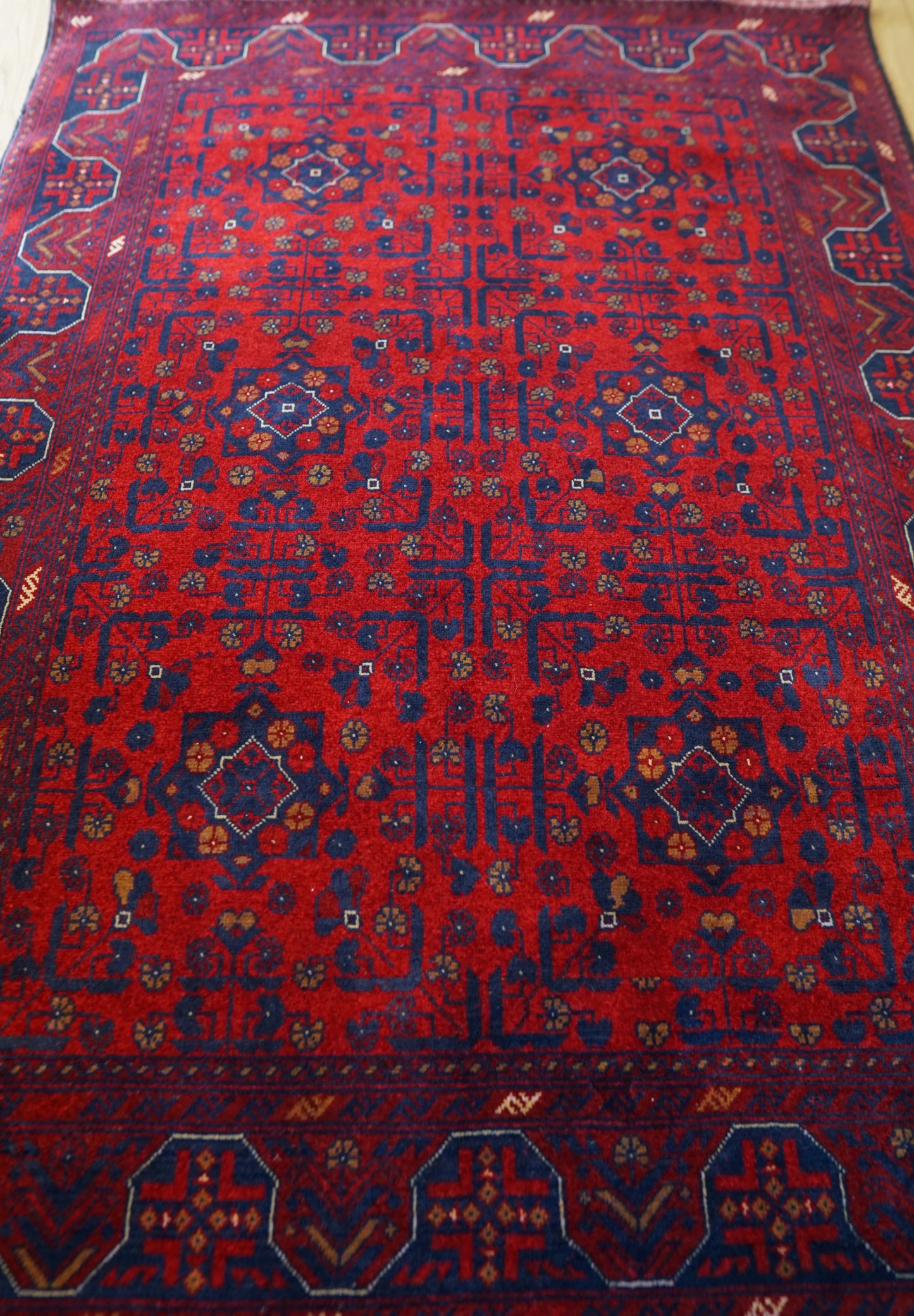 アフガニスタン絨毯 カールモハメディ Biljik最高品質 143×103cm｜メリノウール100%