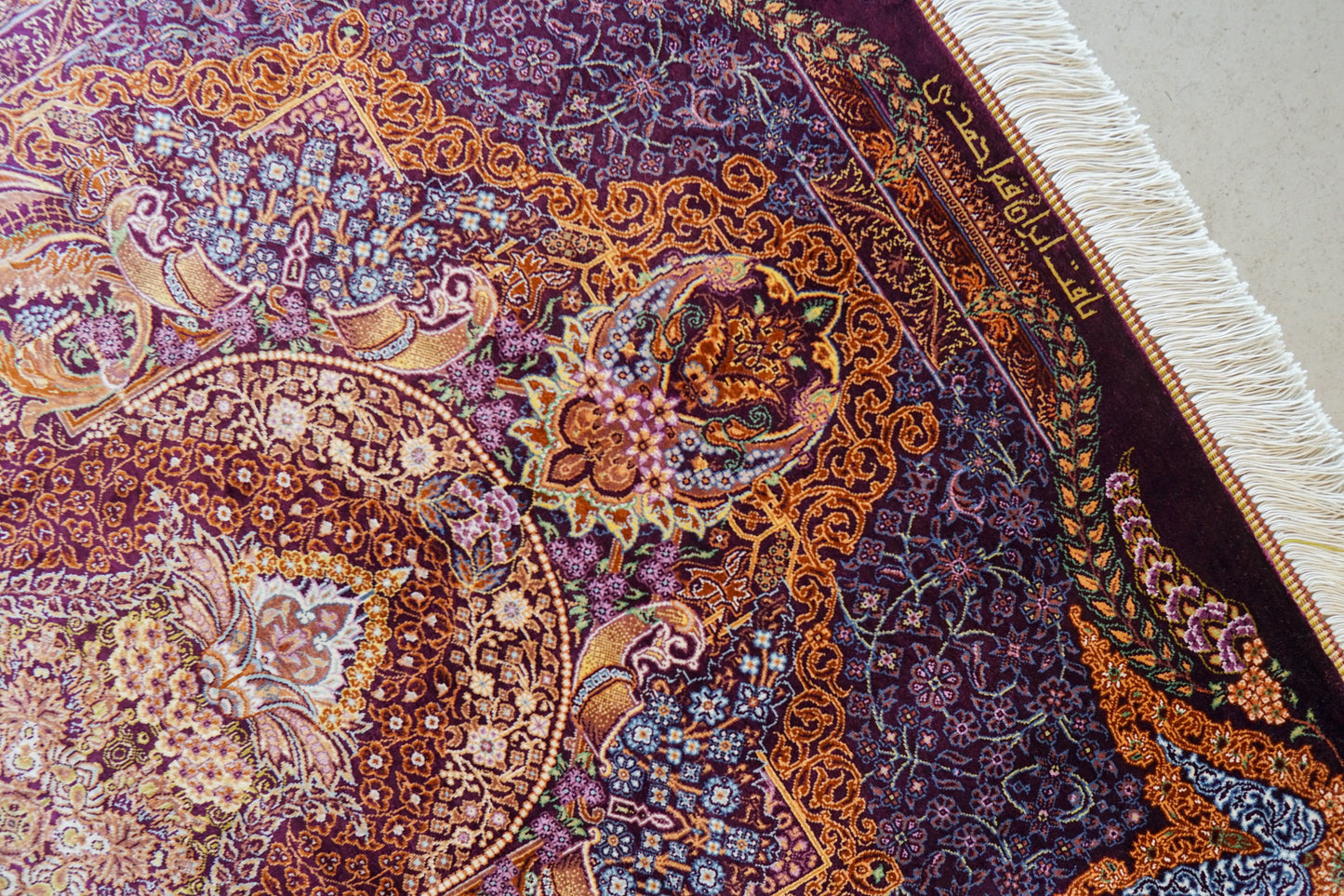 120×80㎝　 ペルシャ絨毯　クム産　アーマヂイ房　シルク 100%　 Decorworks