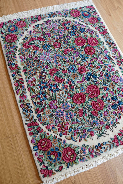  ペルシャ手織り絨毯 ケルマン産 75×55cm｜草木染めウール