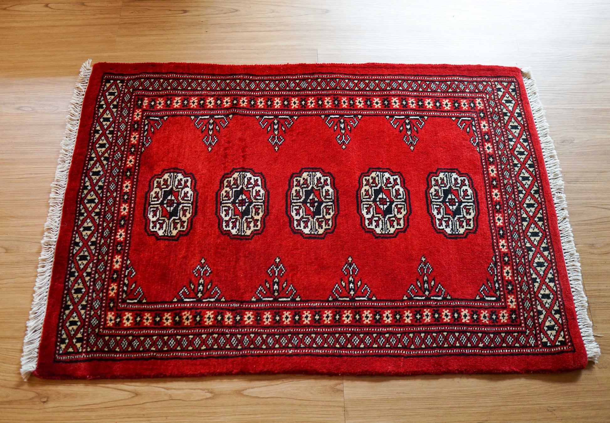  トルクメン ボハラ 手織り パキスタン絨毯 93×62cm 玄関マット