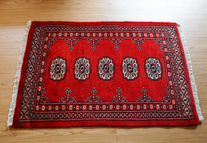  トルクメン ボハラ 手織り パキスタン絨毯 93×62cm 玄関マット