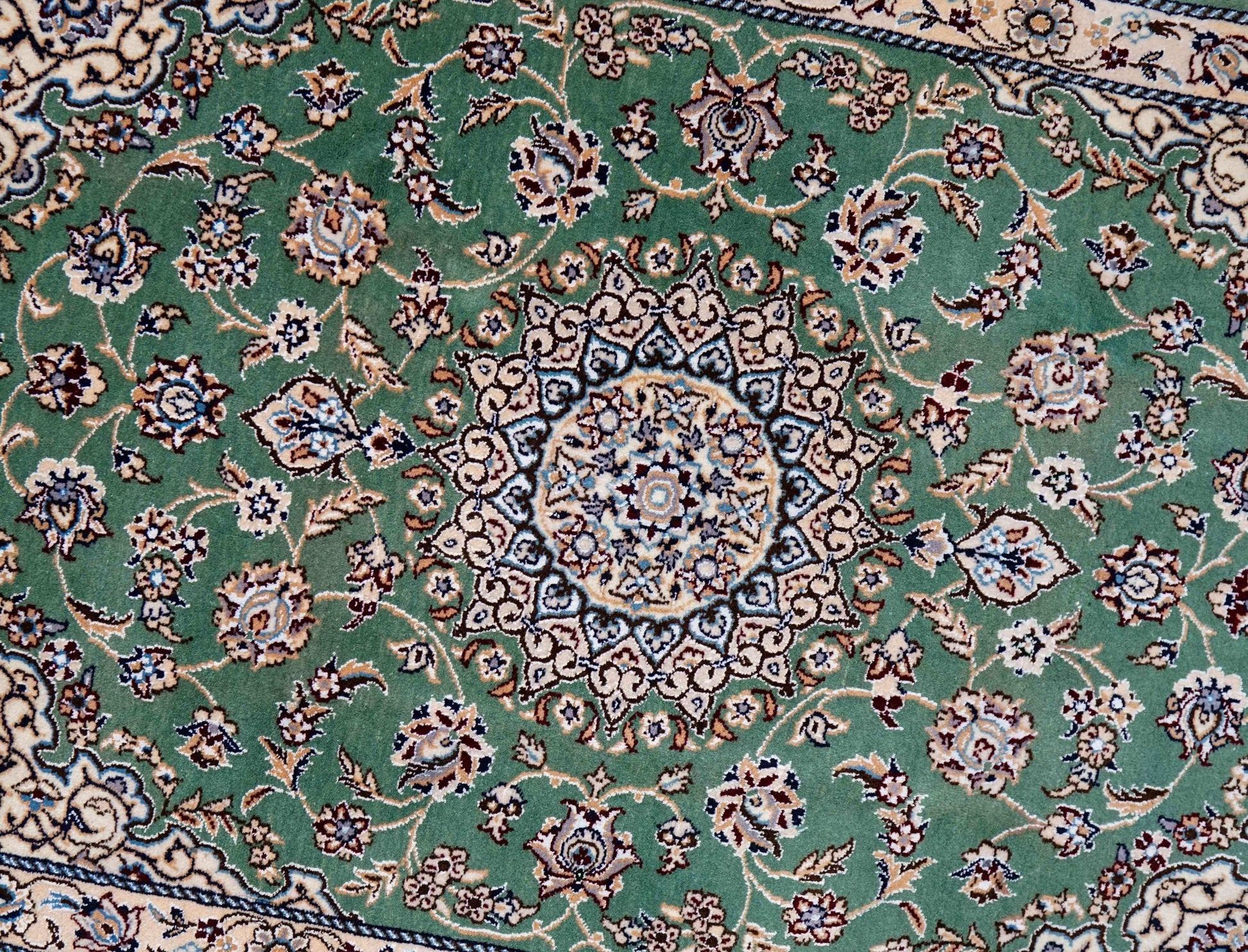  116×78cm ペルシャ手織り絨毯 ナイン産