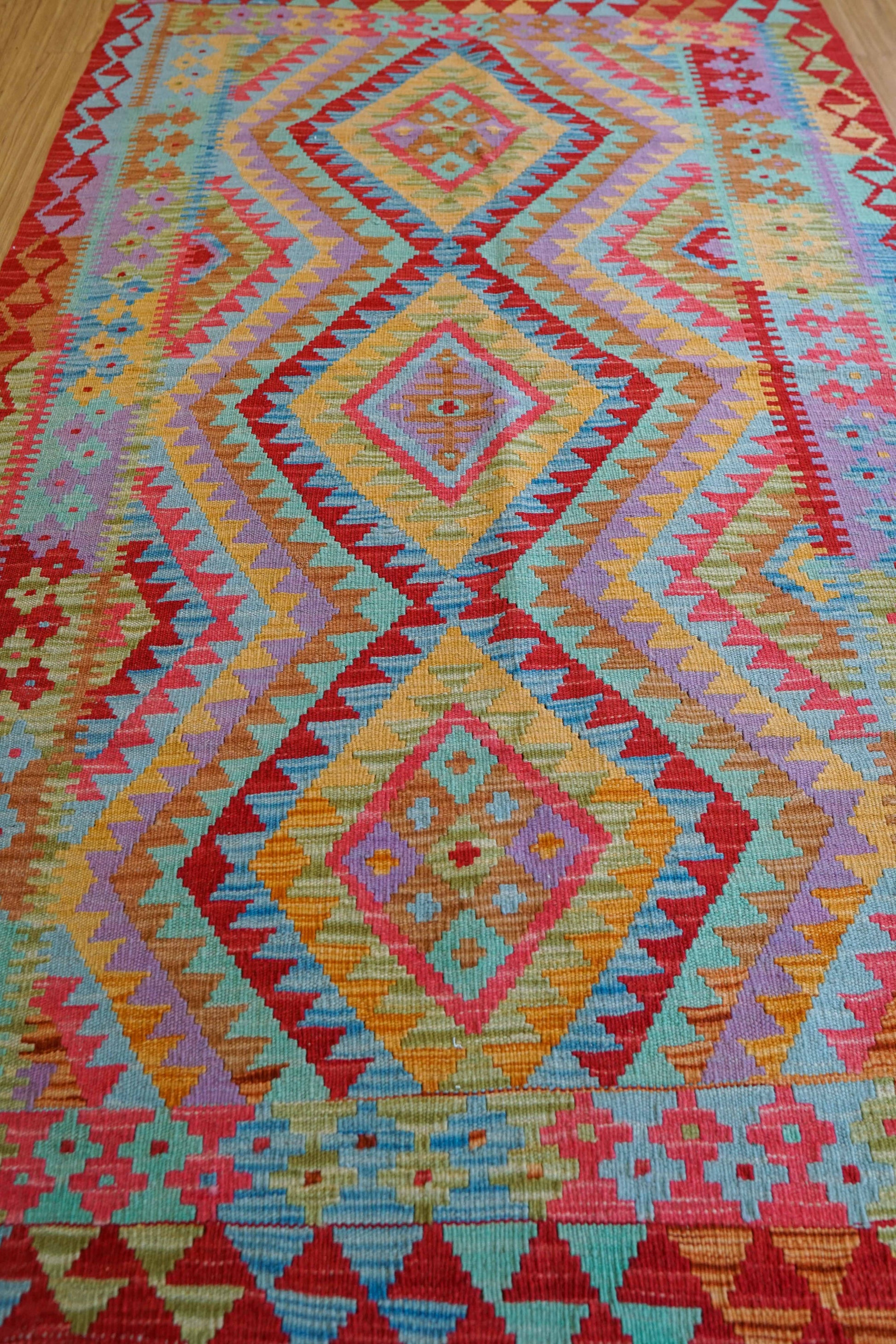  アフガン手織りキリム 194×118cm　