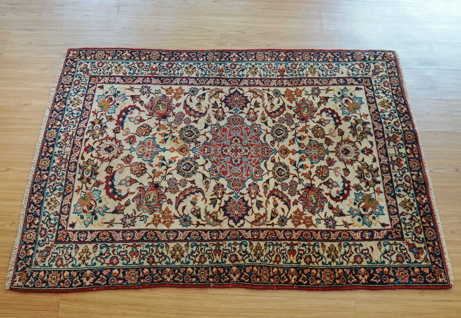  ペルシャ絨毯 オールド カシャーン産 140×88cm｜1950年代 コルクウール 手織りヴィンテージラグ