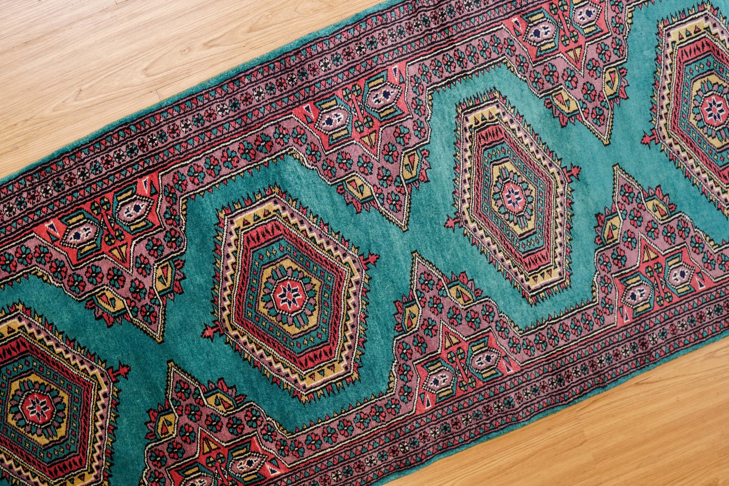 Collection オールドパキスタン手織り絨毯 ランナー 290×75cm 美しい幾何学模様 トライバルデザイン