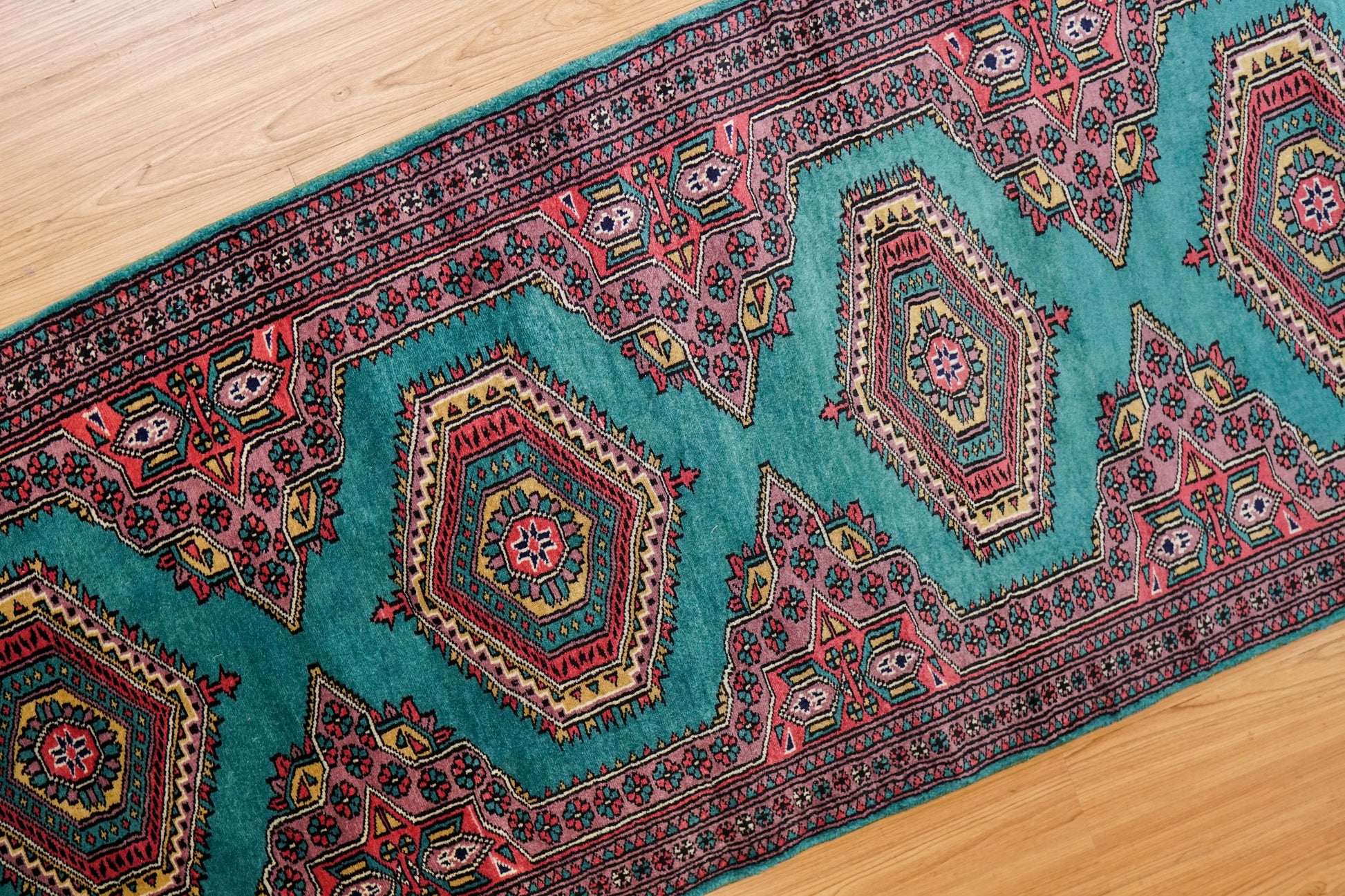 Collection オールドパキスタン手織り絨毯 ランナー 290×75cm 美しい幾何学模様 トライバルデザイン