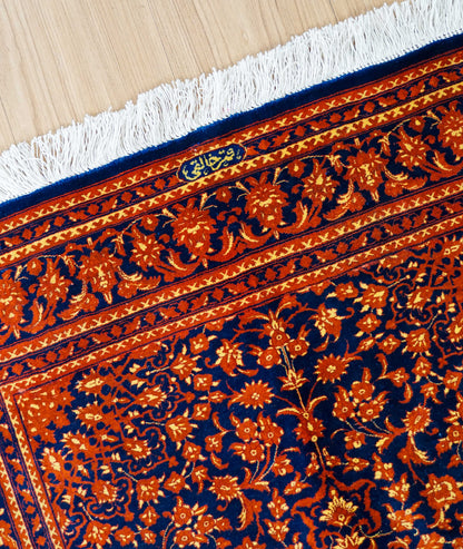 ペルシャ絨毯　クム産　カーリキ房　シルク 100%　(証明書付) 120×80cm　