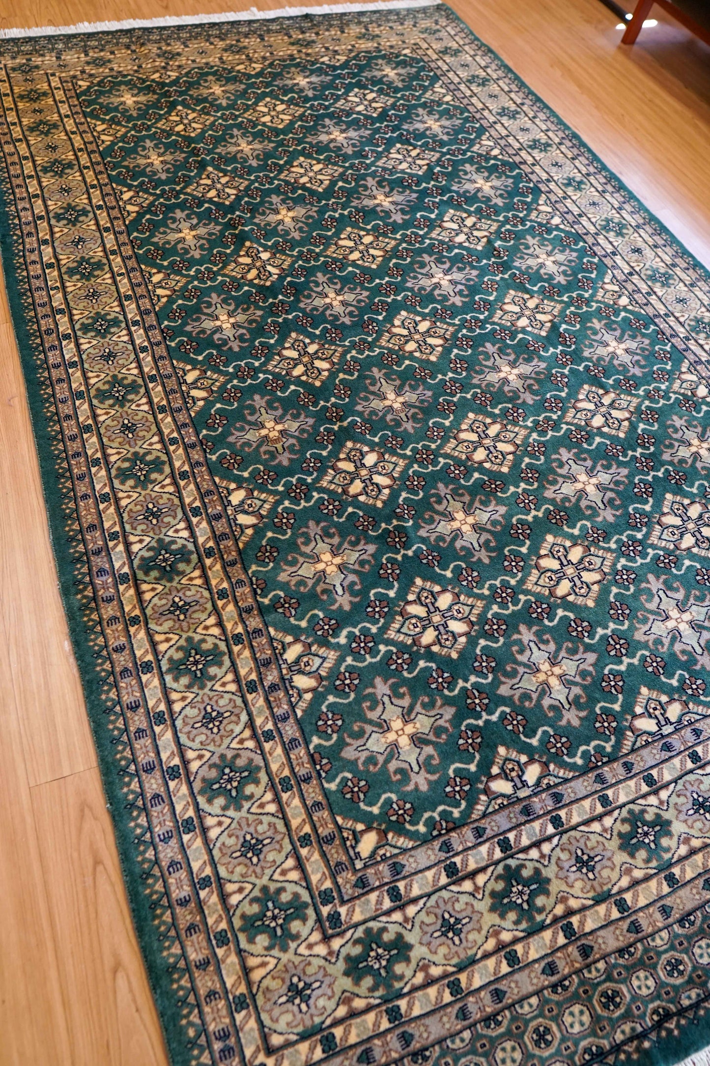パキスタン手織り絨毯 270×154cm｜ニュージーランドウール使用 高密度グリーン