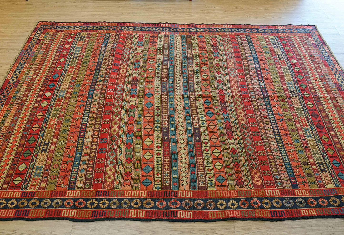  手織りペルシャ オールド シルジャンキリム ウールラグ 298×195cm