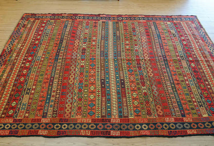  手織りペルシャ オールド シルジャンキリム ウールラグ 298×195cm