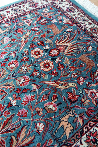  ペルシャ絨毯 アフシャル・ビジャー (afshar bijar) 130×84cm モハマドイアン工房 シカールガー（shikargah） 手織り ウール＆シルク