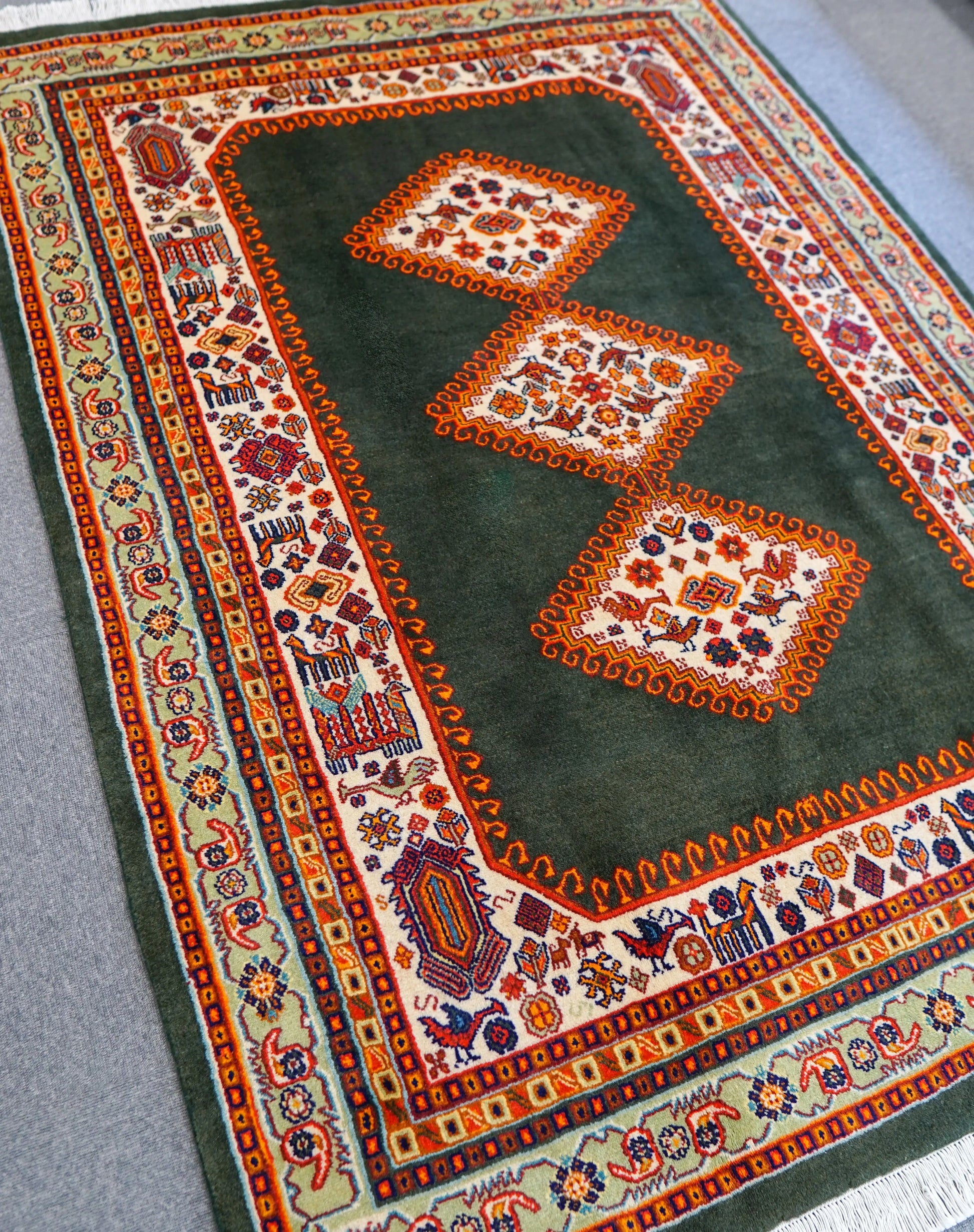 200×146cm  ペルシャ ガシュガイ 手織り絨毯 Decorworks