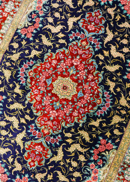  ペルシャ絨毯 クム産 100％シルク 手織り 150×98cm