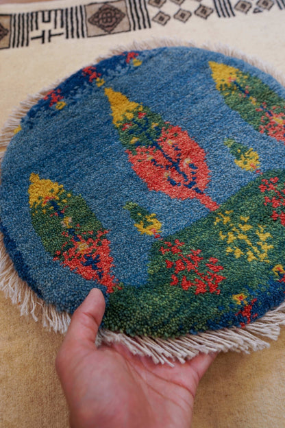  40×40cm ペルシャ絨毯 手織りギャッベ アマレ族 ギャベ